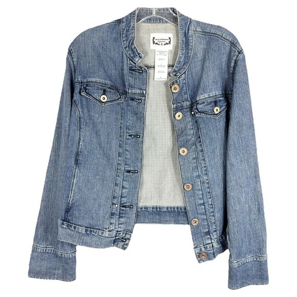 Levi Strauss Large Denim Jacket Blue Jean Button Down Cotton Stretch 361 - Picture 1 of 9